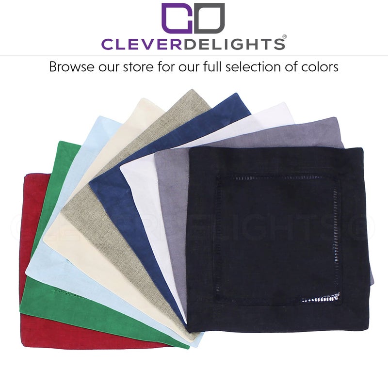 CleverDelights مناديل كوكتيل قطنية بيضاء بحواف مخيطة 6 بوصة من CleverDelights - عبوة 12 - 100% قطن - Image 5